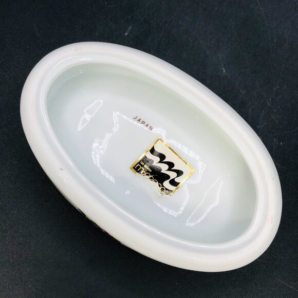 Vintage McGregor Christmas Holly Berries Porcelain Soap Dish Red Bow Gold Trim - Picture 8 of 10